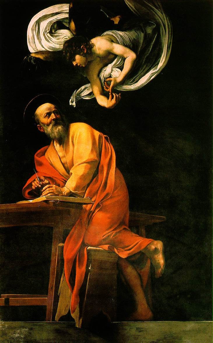 Caravaggio, The Inspiration of Saint Matthew (1602)