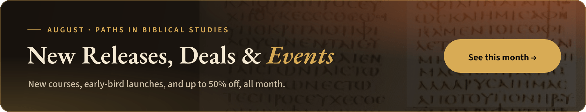 This month at Paths in Biblical Studies — new releases, deals & events